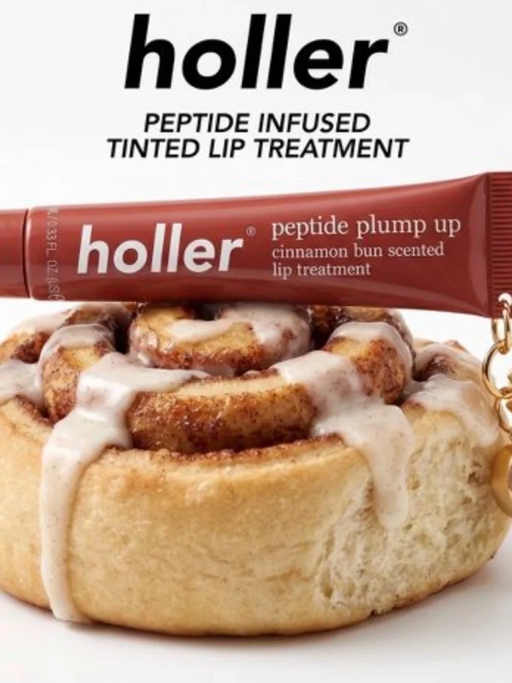 Peptide Plump Up Cinnamon Bun Scented Lip Treatment Keychain - 10ml new w/charm
